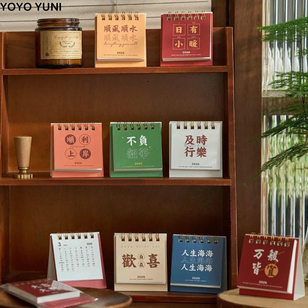 

Дисплей даты на месяц 2026 Мини-настольный календарь Сплошной цвет Календарь на катушке Календарь на год лошади Планировщик даты Простой ежемесячный планировщик