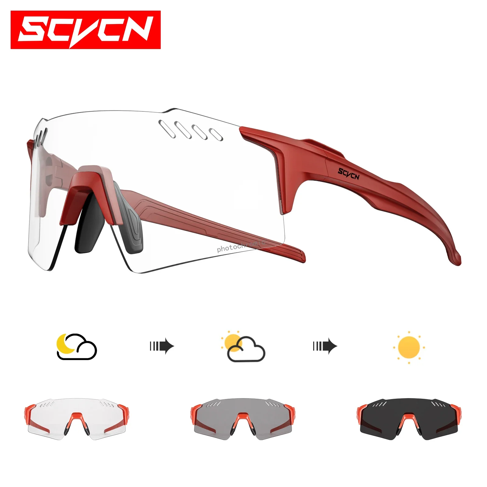 SCVCN Outdoor Photochrome Sonnenbrille Sport Fahrrad Radfahren Gläser Mann MTB Klettern Gläser Brillen Frauen Fahren Fahrrad Brille