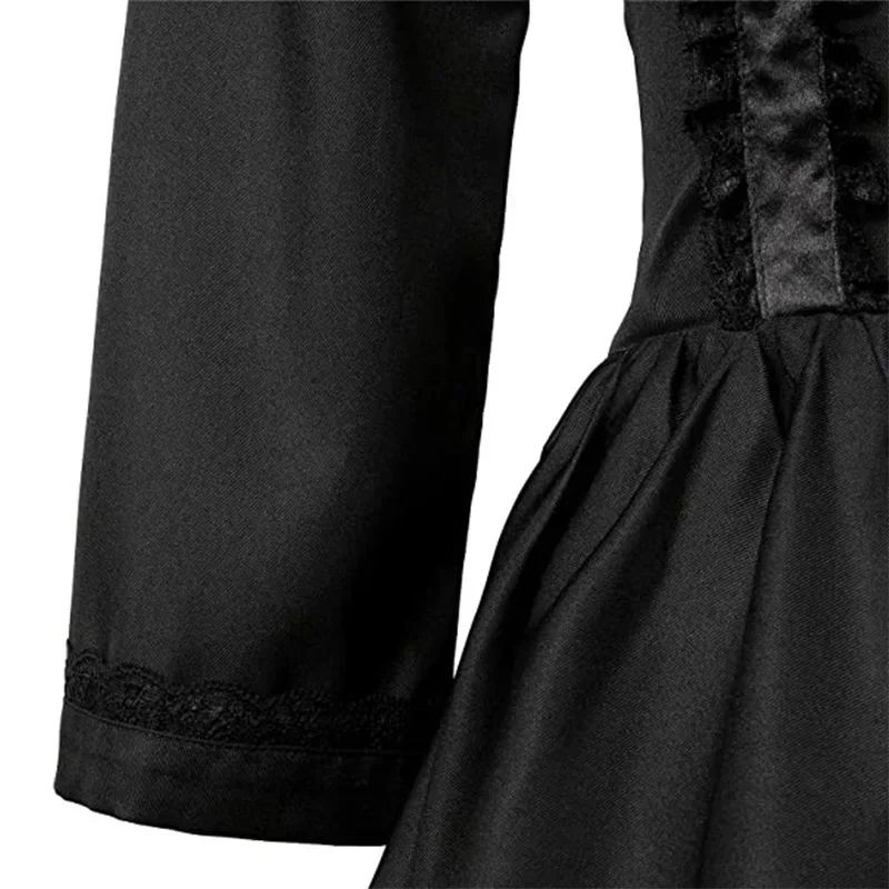 Disfraz de princesa Vintage Medieval para mujer, conjunto de vestido oscilante negro liso para novia, Palacio de Halloween, gótico real, elegante, vampiro, novia