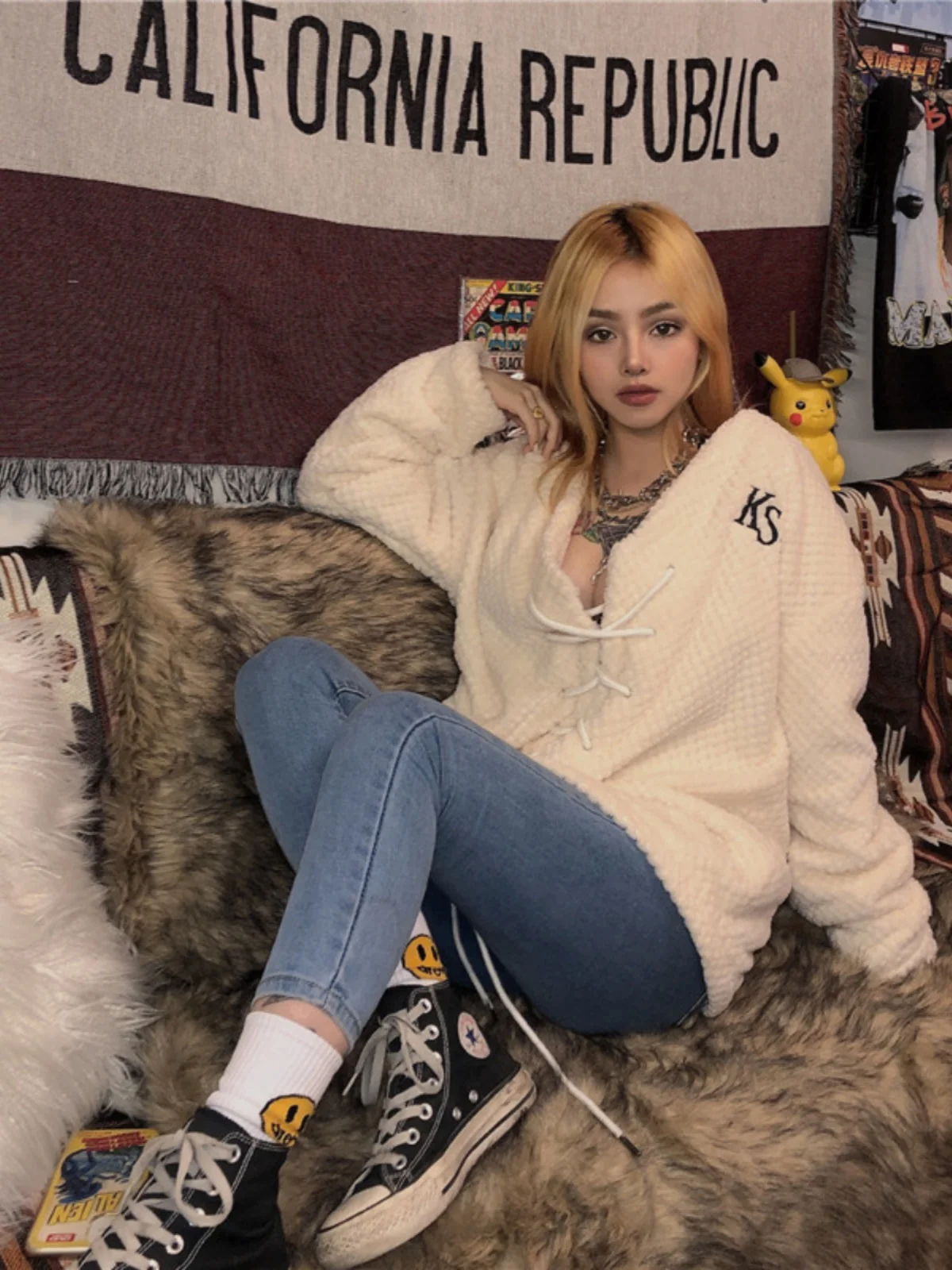 ストリートスタイル オーバーサイズ セーター ジャケット レディース ヴィンテージ 多用途 ベルト付き オープン カーディガン トップス ハイウエスト ロング丈 セーター ミドル丈