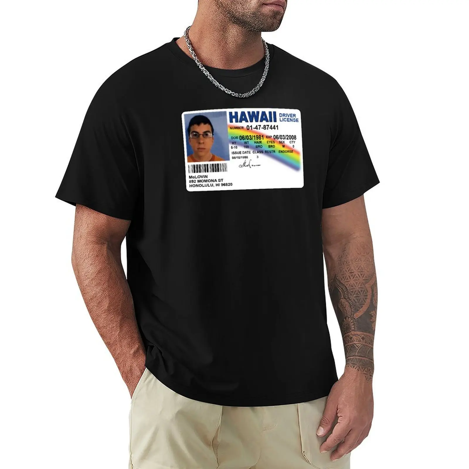 Mclovin Fake ID - Funny Meme T-Shirt Summer Casual Loose T-Shirt