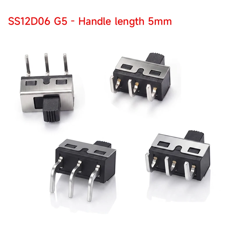 5pcs SS-12D06 G5 Bent-Legged Power Toggle Switch Miniature 5mm Long Bent-Legged Handle for Electronic Components Market