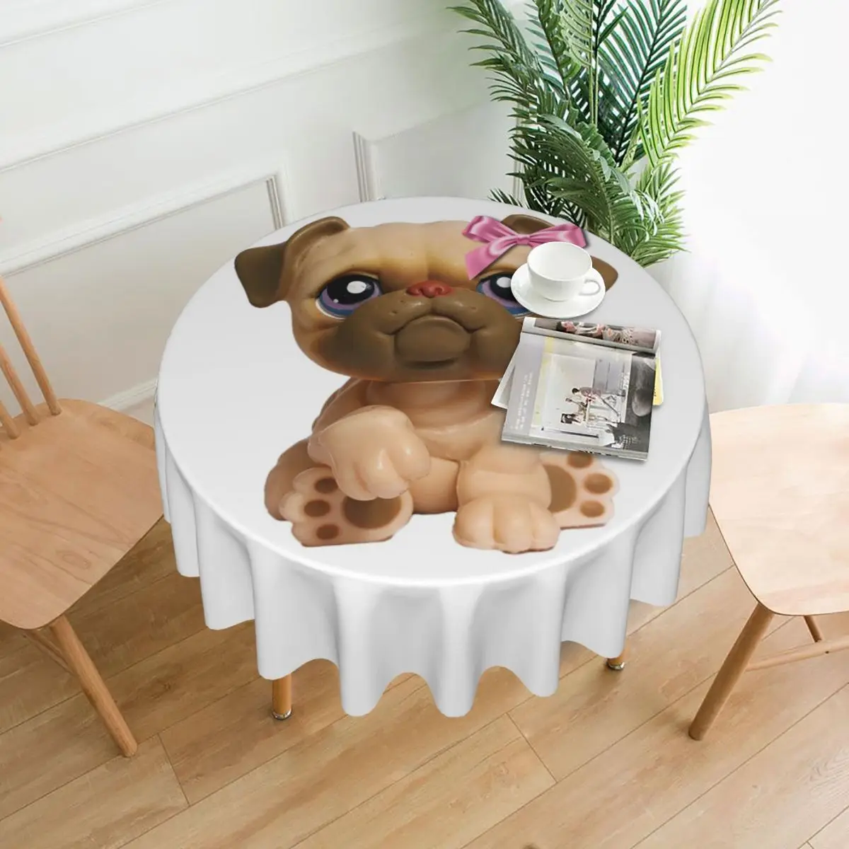 

Coquette Littlest Pet Shop LPS Bulldog 451 Waterproof Round Tablecloth Oilproof Table Cloth for Kitchen Event Dining Table Cover