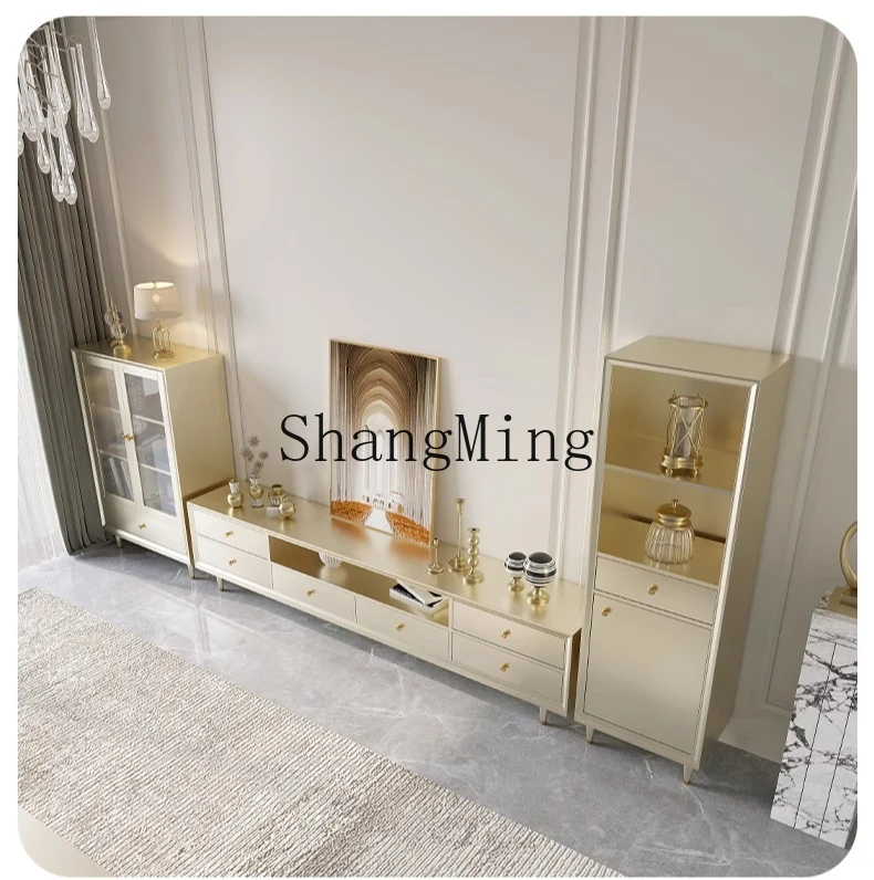 

SM modern simple bookshelf storage floor-to-ceiling living room TV side cabinet solid wood storage cabinet