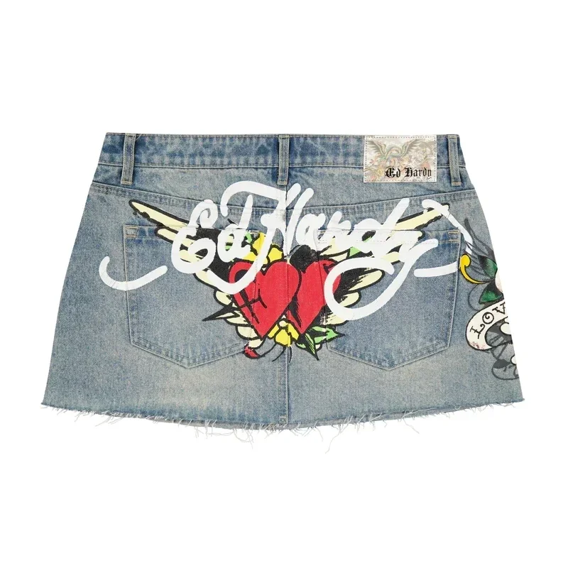 

Vintage Blue Denim Y2k Skirt Womens Hip Hop High Waist Slim Letter Print Skirt Hot Girl Hotsweet Fashion Gothic Mini Short Skirt