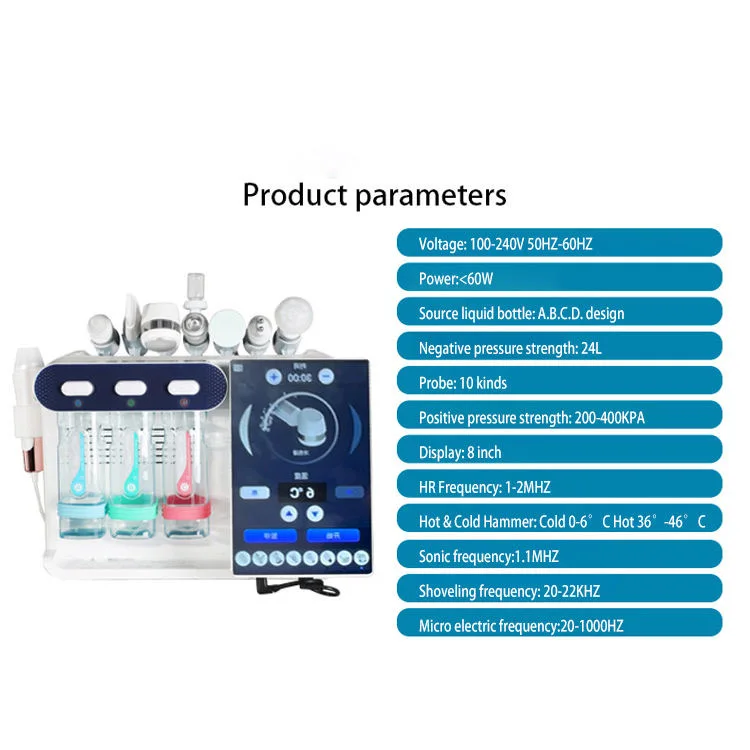 

8 IN 1 Skin Management Machine Hydro Diamond Peeling Hydrodermabrasion Oxygen Jet Aqua Facial Cleaning Beauty Health Machine