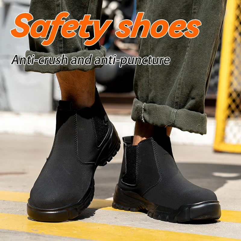 Waterproof Steel Toe Safety Shoes Men, Anti-Puncture Anti-Smash Non Slip Industrial Work Boots Lightweight Protective Boots