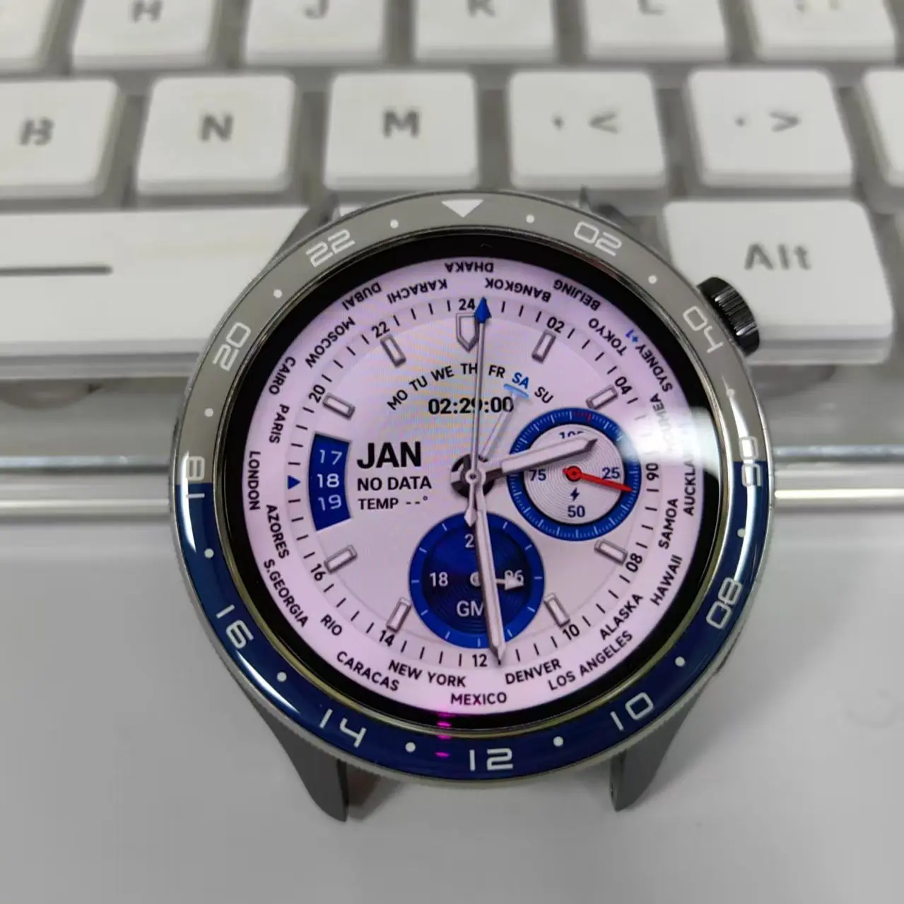 قرص تفعيل تلقائي جديد إطار معدني أزرق رمادي مزدوج لمنطقة زمنية لساعات Xiaomi s4 s3 (غير أصلية) غير متضمنة