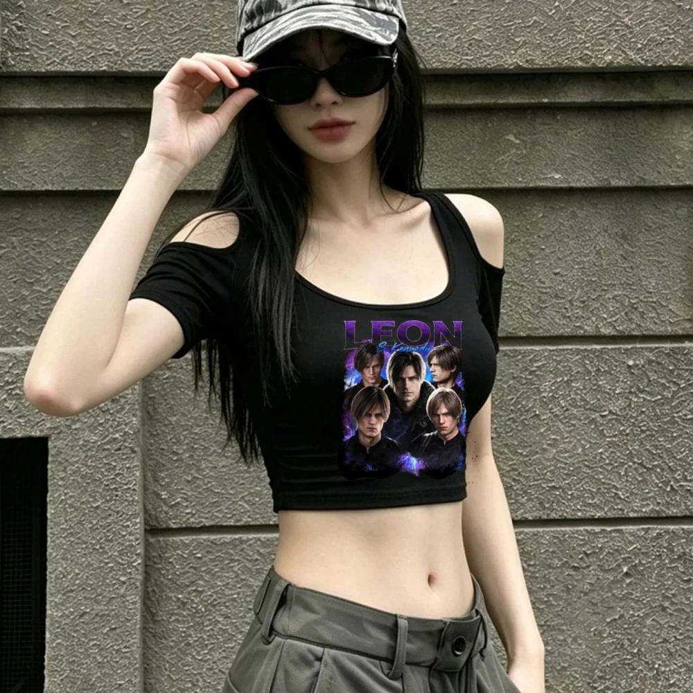 Leon Kennedy crop top girl gothic graphic cheap vintage kawaii t-shirt graphic kawaii vintage gothic cute