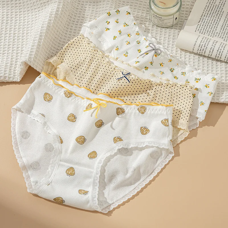 5Pcs M-4XL Cotton Panties Women Underpants Sexy Lingerie for Female Mid Waist Briefs Girls Underwear Plus Size Breathable Pantys
