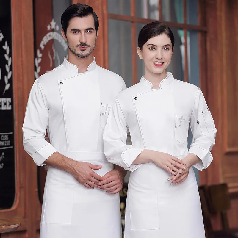 

Chef Overalls Long Sleeve Spring and Autumn Clothing Winter Hotel Dining Kitchen Baking Chef Senior Chef Uniform Men