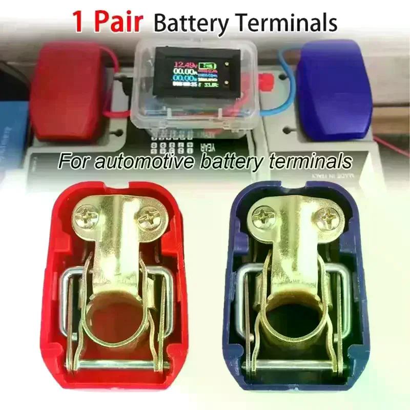 1 Pair Car Battery Terminal Connectors, Battery Quick Release Connectors Positive & Negative Quick Release Clamps Top Post Clips