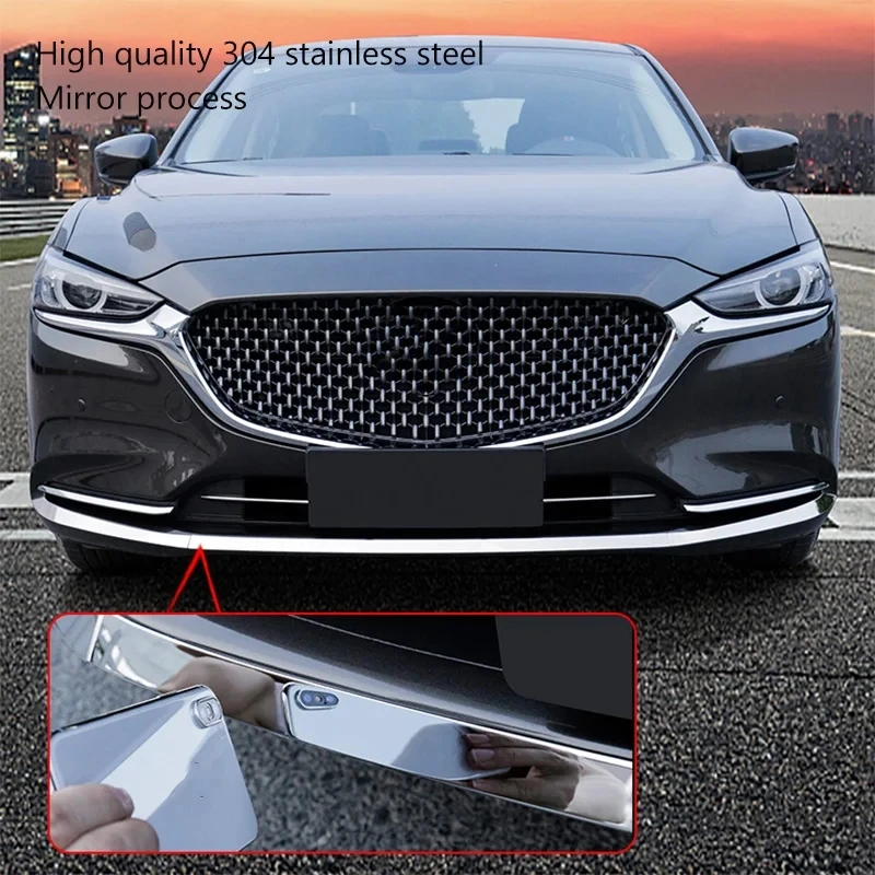 For Mazda 6 Atenza 2020-2023 Exterior Accessories Front Bottom Bumper Plate Front Lower Bumper Grille Grill Mesh Stripes