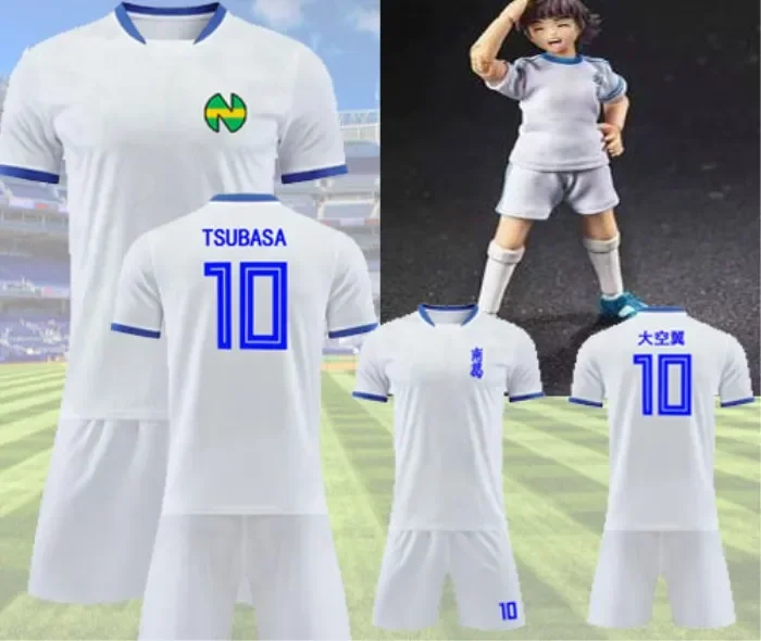 Captain Tsubasa Nankatsu\'s Football Training Suit Set , Ozora Tsubasa, Cosplay, White T-shirt and Shorts