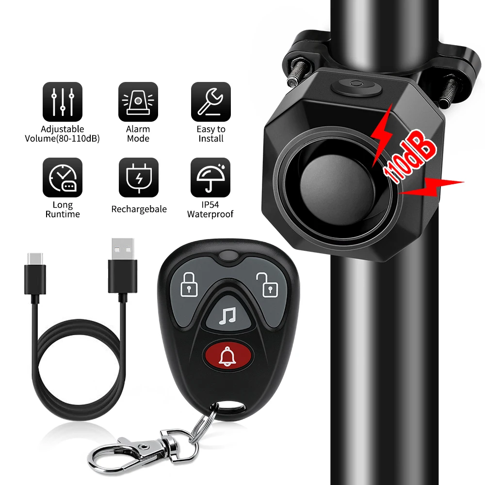 AliExpress Extractme Motorcycle Bike Alarm Anti-theft Vibration Alarm Remote Control 113dB Waterproof Scooter Bicycle Security System