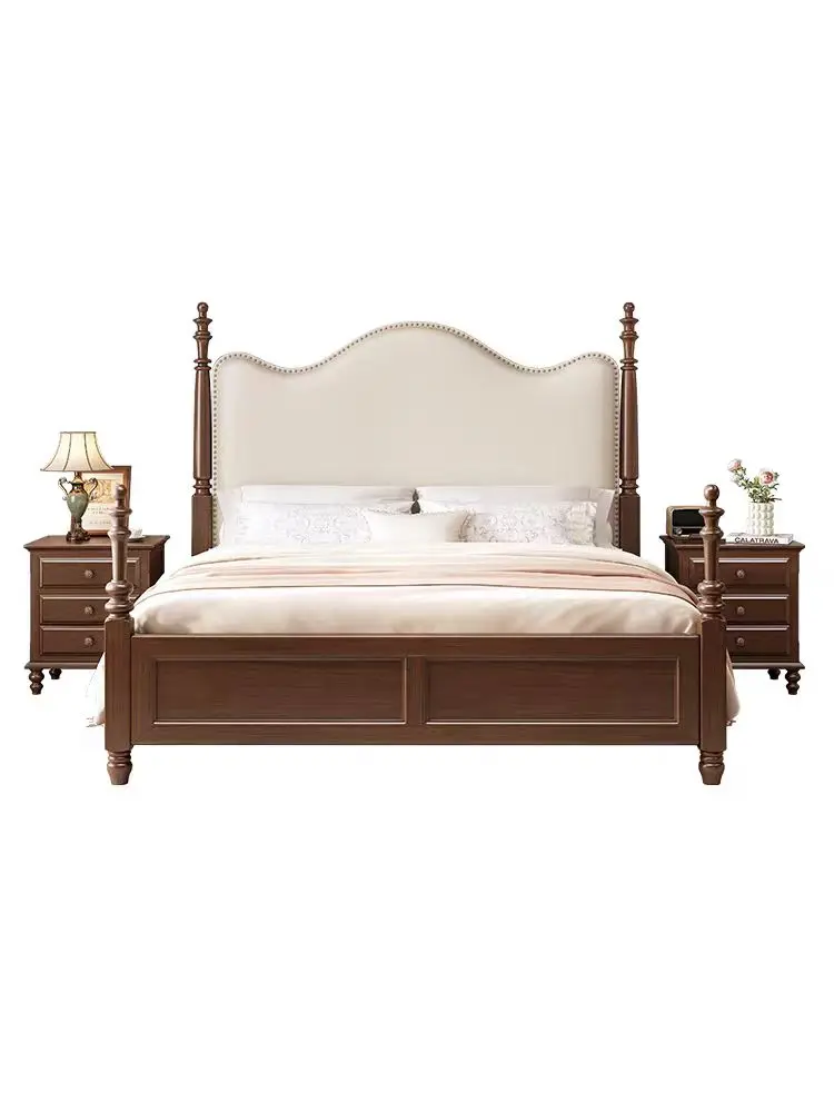 

*&Latest Design Soft Bed Europe Mid Century Modern European American Court Solid Wood Bed with Storage