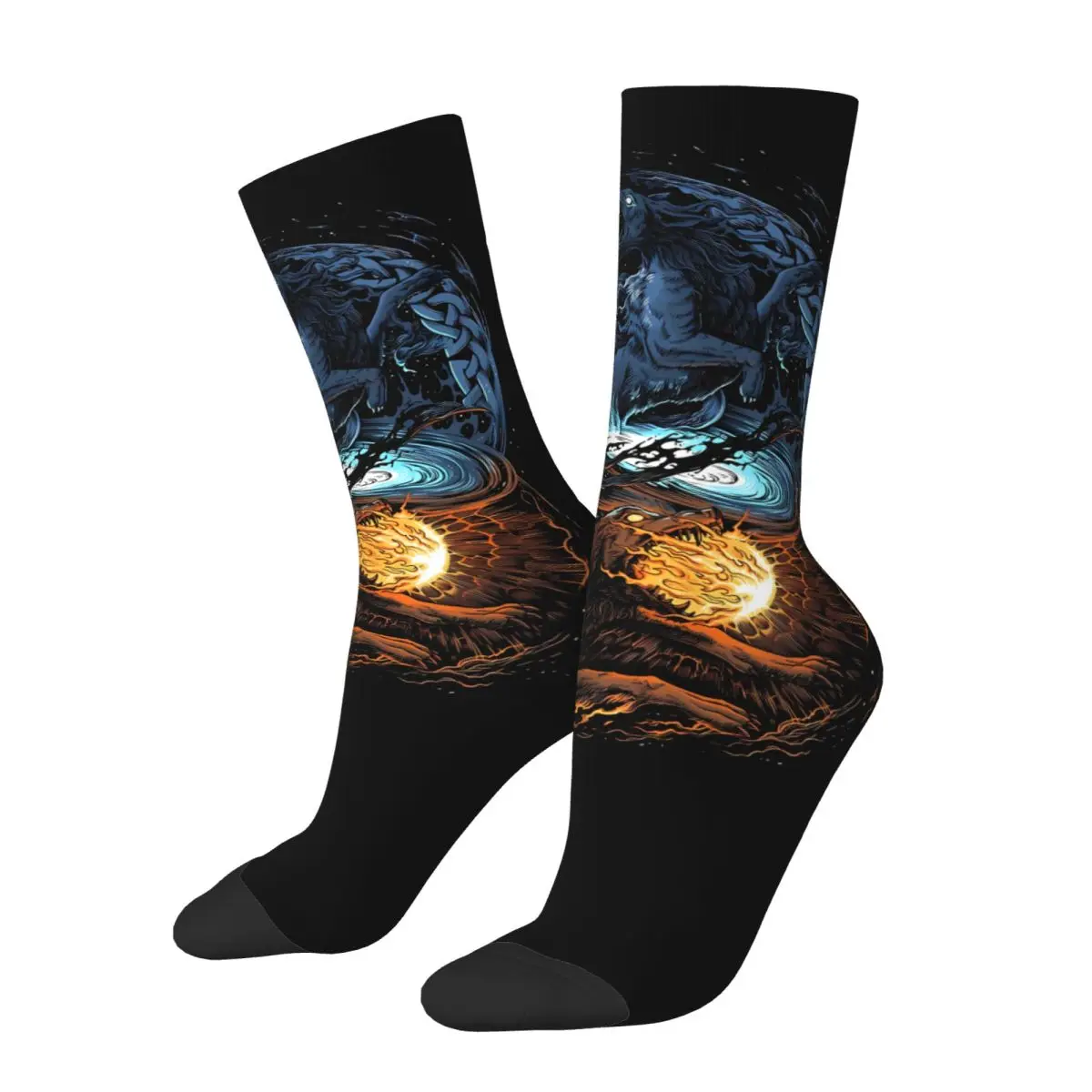 

Norse Wolf Mythology Hati Skoll Ragnarok Wolves Viking Sock Printed Man Polyester
