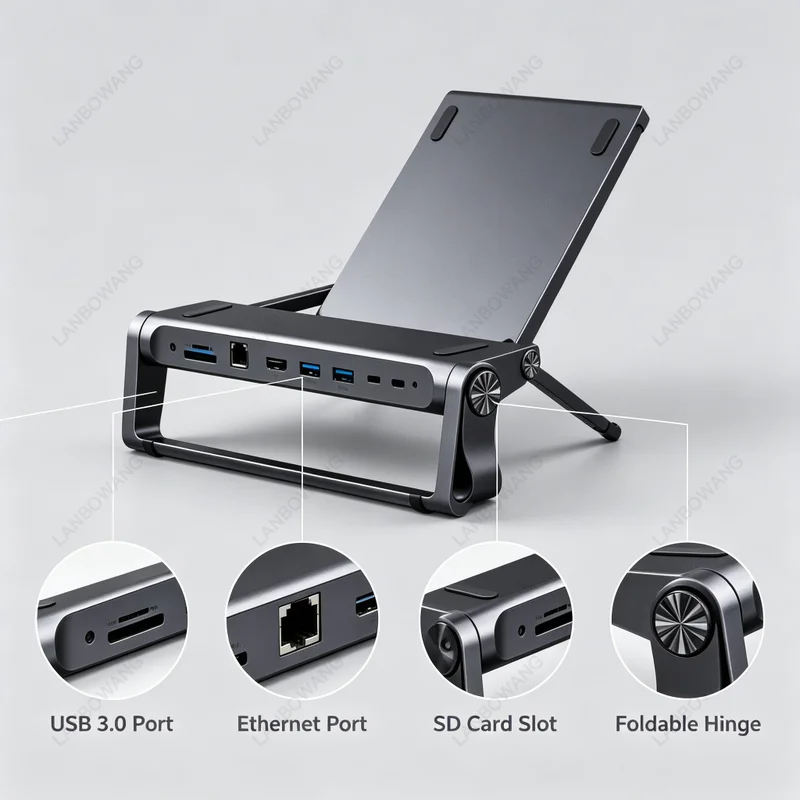 Suitable for The New Hub Computer Stand Aluminum Alloy Folding PD Fast Charging with Mesh Port Expansion Dock Laptop Stand