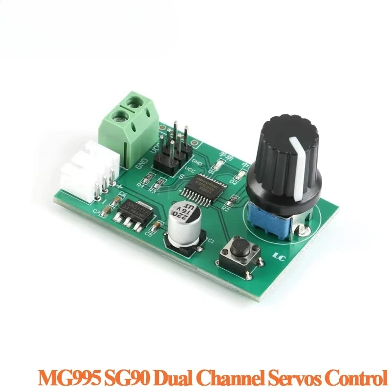 1pcs MG995 SG90 Dual Channel Way Servos Adjustable Knob Servo Control Board Module Steering Gear Debugging Module MG995 SG90