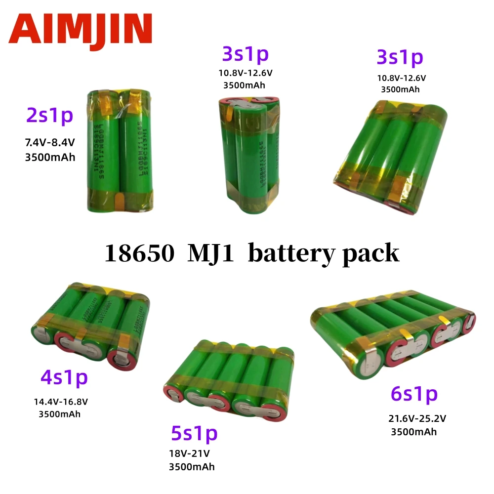 

18650 MJ1 3500Mah 20 Amps 3S 4S 5S 6S 8S 7.4V 12.6V 14.8V 18V 25.2V 29.6V Voor Schroevendraaier Batterijen Lassen Battery