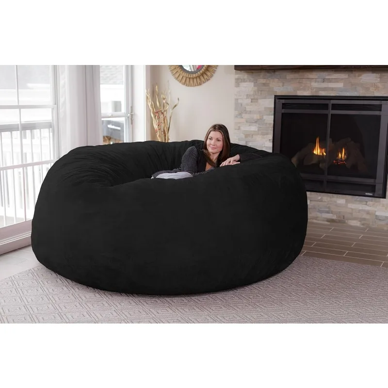 Chill Sack Bean Bag Chair: Giant 8' Memory Foam Furniture Bean Bag - Big Sofa with Soft Micro Fiber Cover - Black