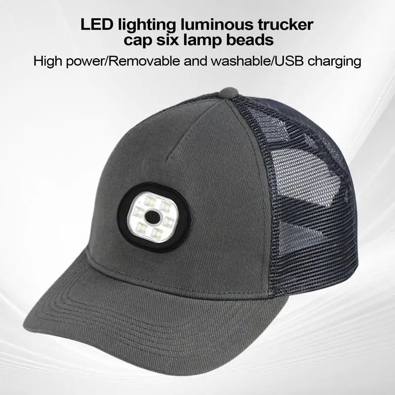 USB Rechargeable Hats With Light With 3 Brightness Levels LED Light Up Baseball Hat Head Lamp Gifts For Dad For Running Hiking