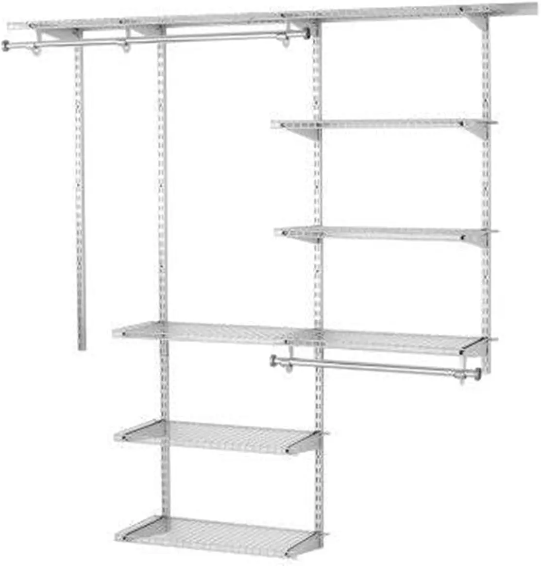 Rubbermaid Configurations Deluxe Closet Kit, Titanium, 3-6 Ft., Wire Shelving Kit with Expandable Shelving and Telescoping Rods,