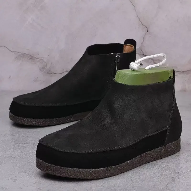 Careaymade-Genuine Leather Wide toe Women\'s Boots Fashion Spring After Zipper big size handmade Women single man Short Boots