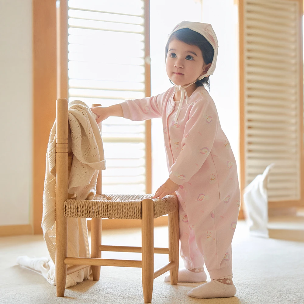 Dave Bella Newborn Jumpsuit Baby Girl Clothes Autumn Spring Romper Casual Pure Cotton Long Sleeve Children Sweet Print DB3263690