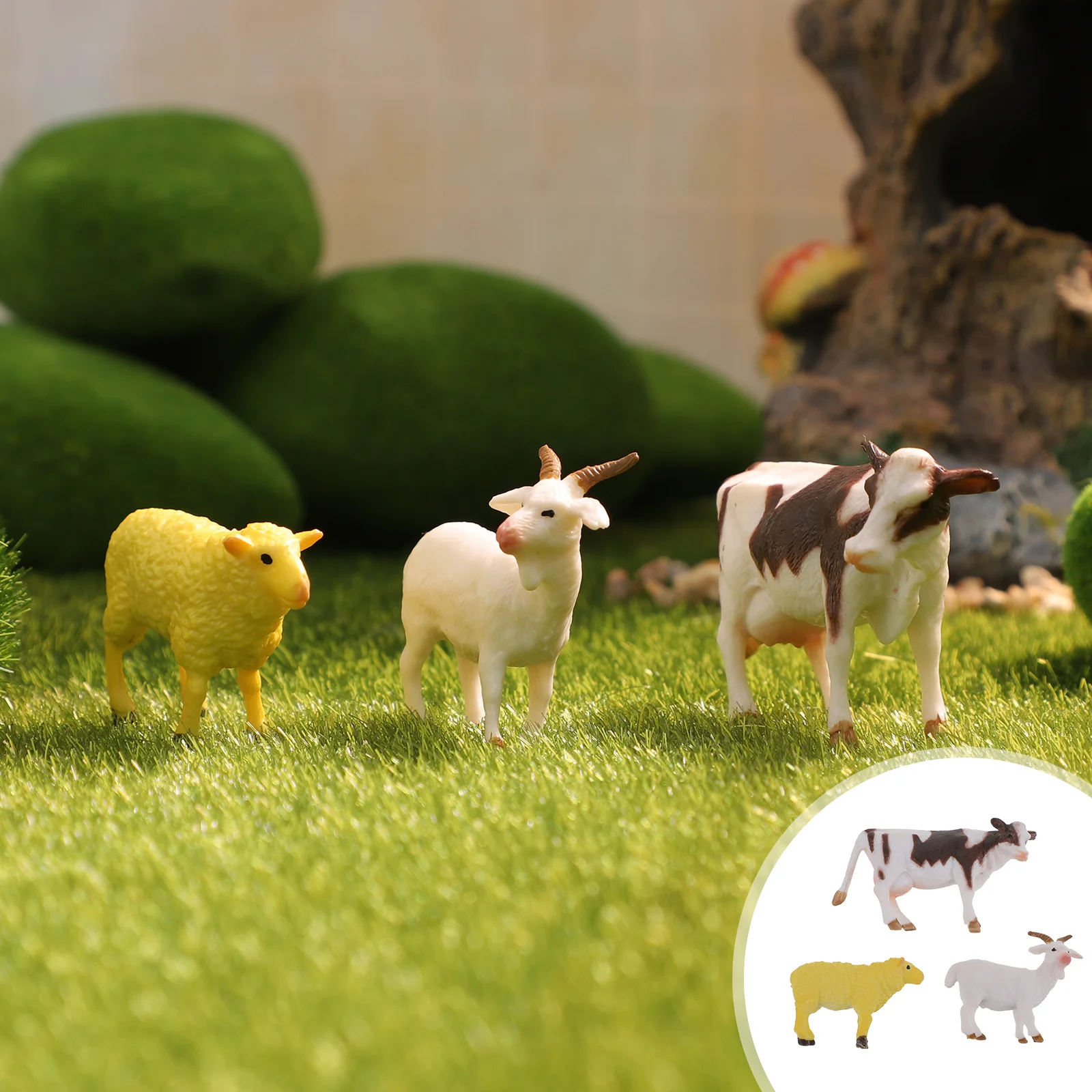 

3Pcs Imitation Animal Decor Exquisite Realistic Mammalian Sculpture Moss Garden Mini Animal Sculpture Microlandscape Decor