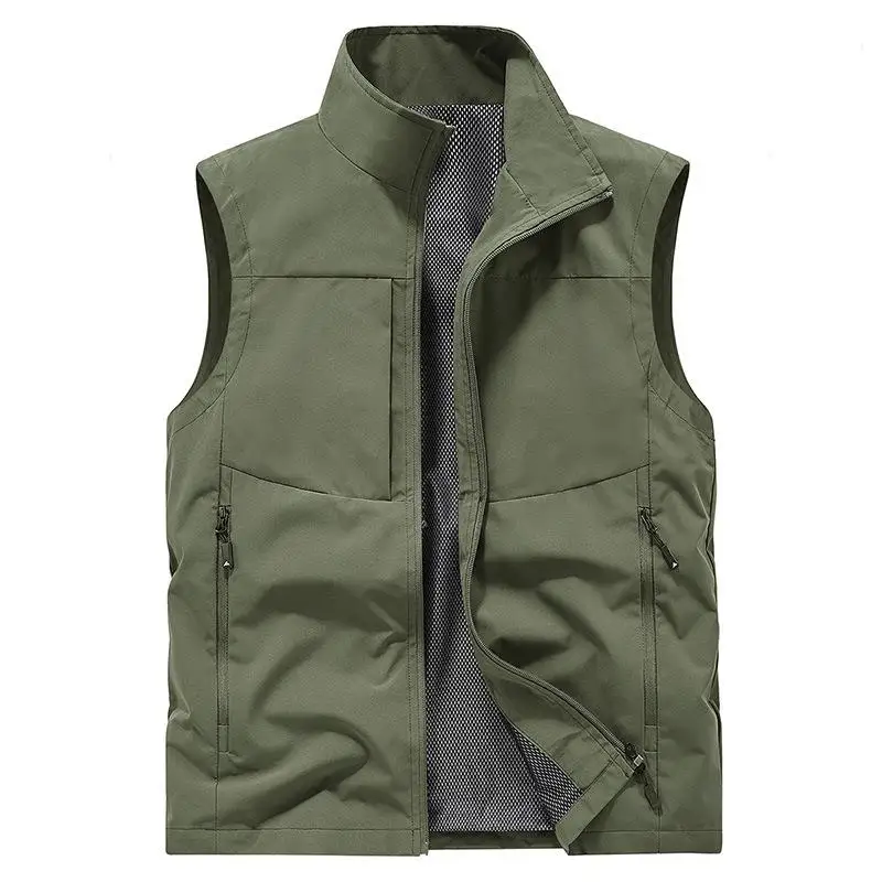 Men's Vest Workwear Personalized Customized Patterns Multiple Pockets Plus Size Vest Waterproof Quick Drying Sleeveless Jacket