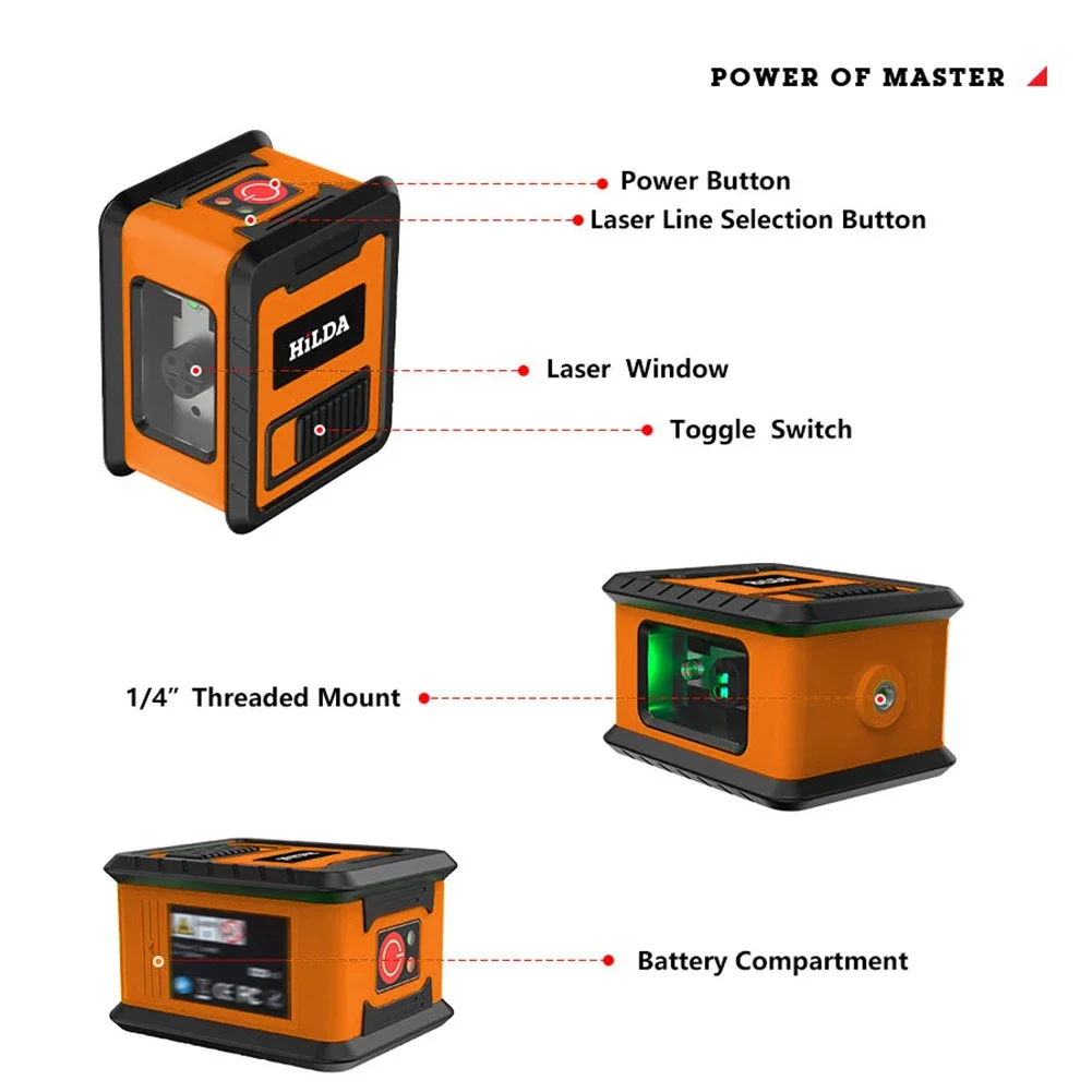 2 Lines Laser Level Self Levelling Green Beams Laser Horizontal & Vertical Cross-Line Laser Level Professional Green Light Level