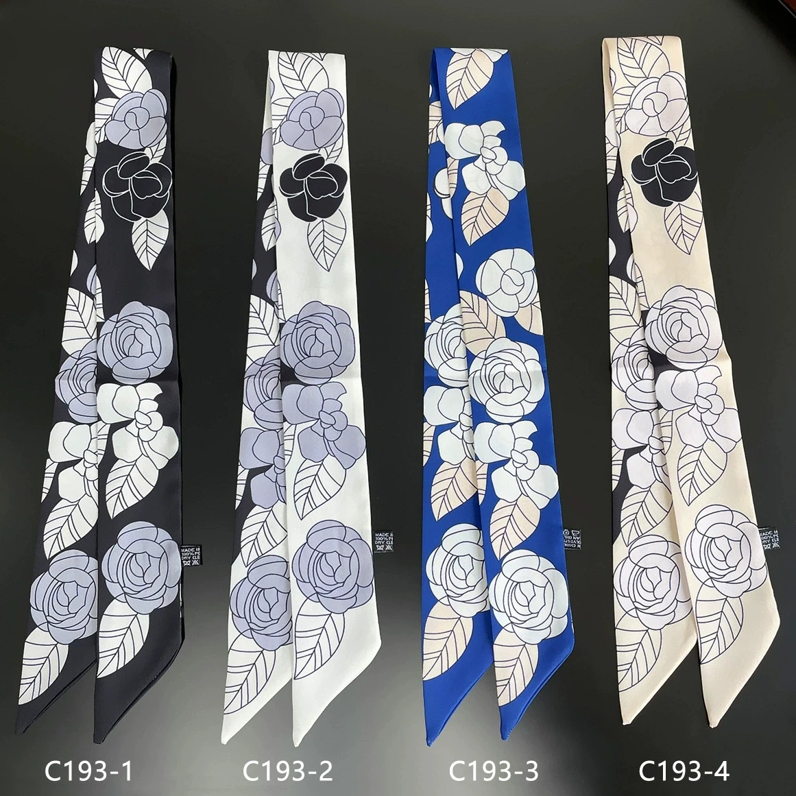 Fashion Narrow Long Scarf For Women Rose Printing Skinny Bag Scarf Brand Silk Foulard Women Ribbon Multipurpose  Scarves