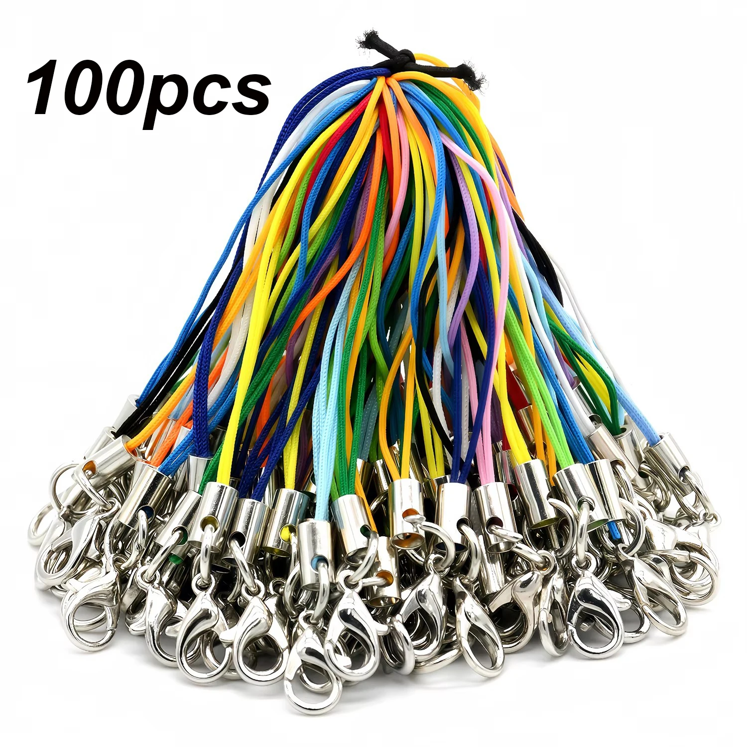 

100Pcs Lanyard Lariat Strap Cords Lobster Clasp Rope Keychain Hooks Mobile Set Charms Keyring Pendant Key Ring Accessories
