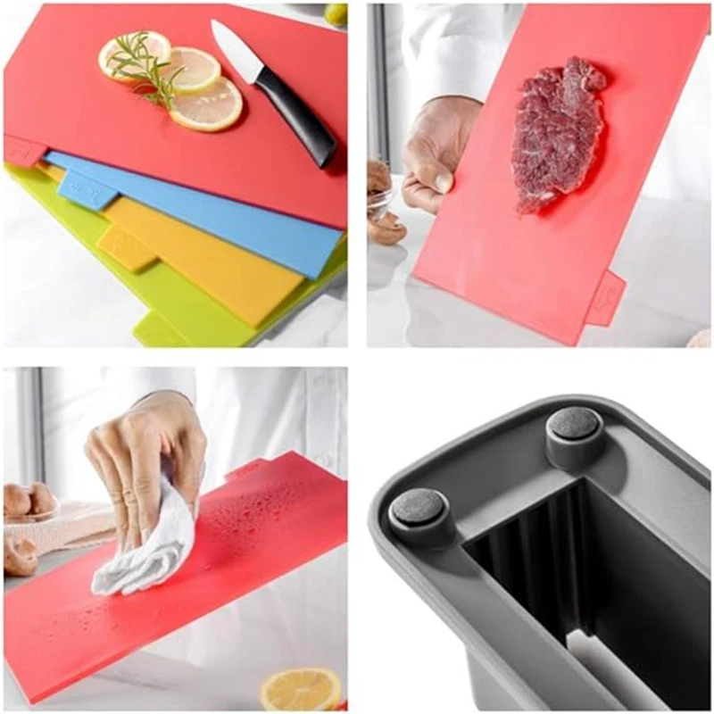 1Set Flexible Plastic Cutting Board Mats Non-Slip Cutting Mat Thin Kitchen Cutting Mat Set With Food Icons