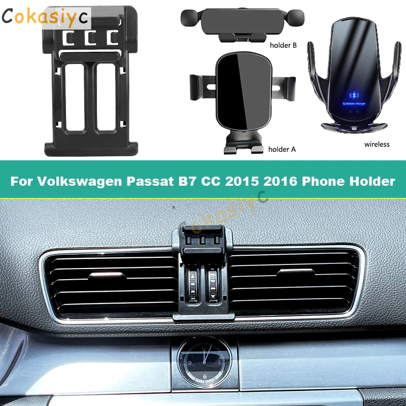 Dedicated Car Mobile Phone Holder For Volkswagen VW CC Passat B7 2015 2016 Air Vent Fixed Bracket Base Wireless Charging Stand