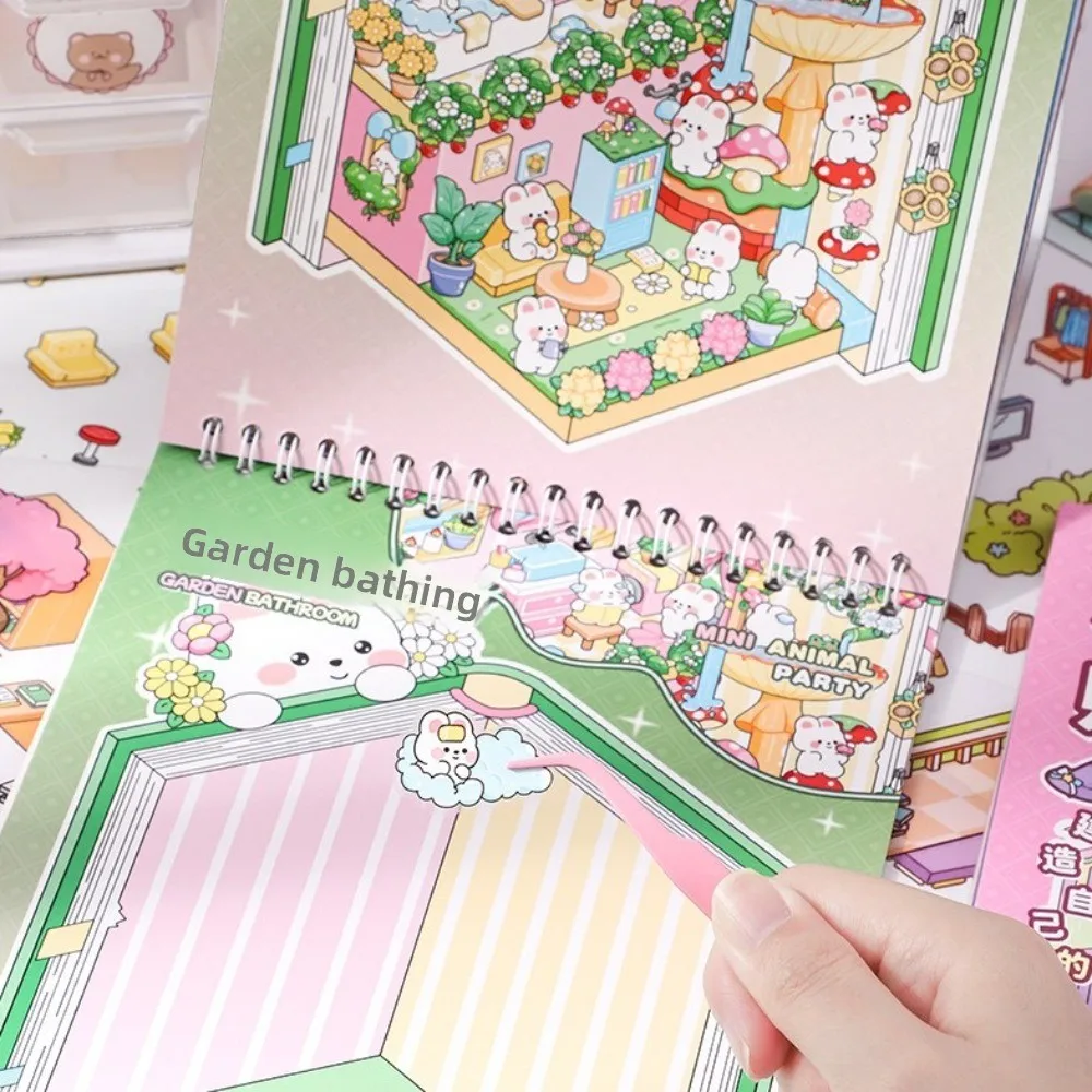 PET 3D Landscape Stickers Handmade 8 Scene 20 Sheets Miniature Scene Stickers Cartoon Town Visual Stacking Sticker Holiday Gifts