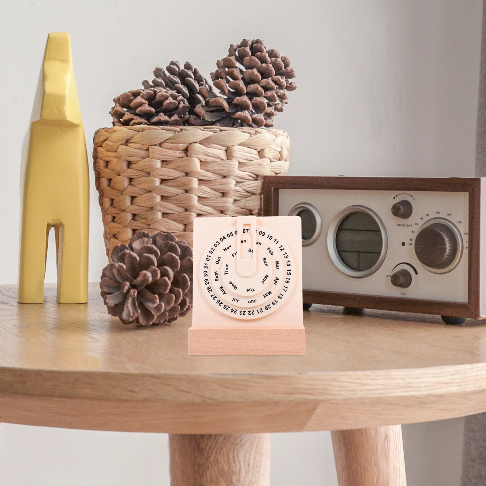 

Decorative Desk Calendar Ornaments Circular Perpetual Desktop Plaque Abs Daily Use Standing