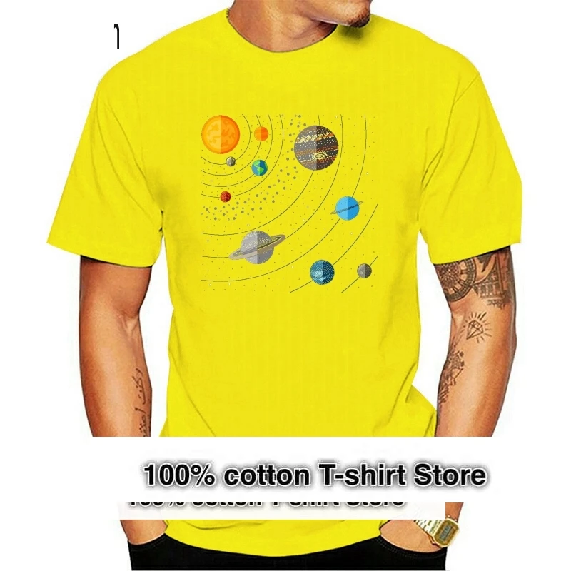 Fashion Men T shirt Our Solar System Educational Science T Shirt Darks