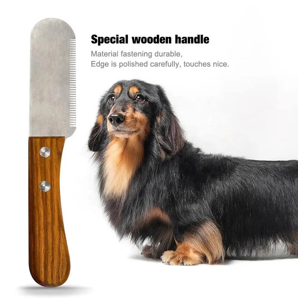 Pet Hair Removal Knife Hand Stripping Knife Pet Cat Grooming Comb Hair Dog Grooming Brushes Remover W5Y0