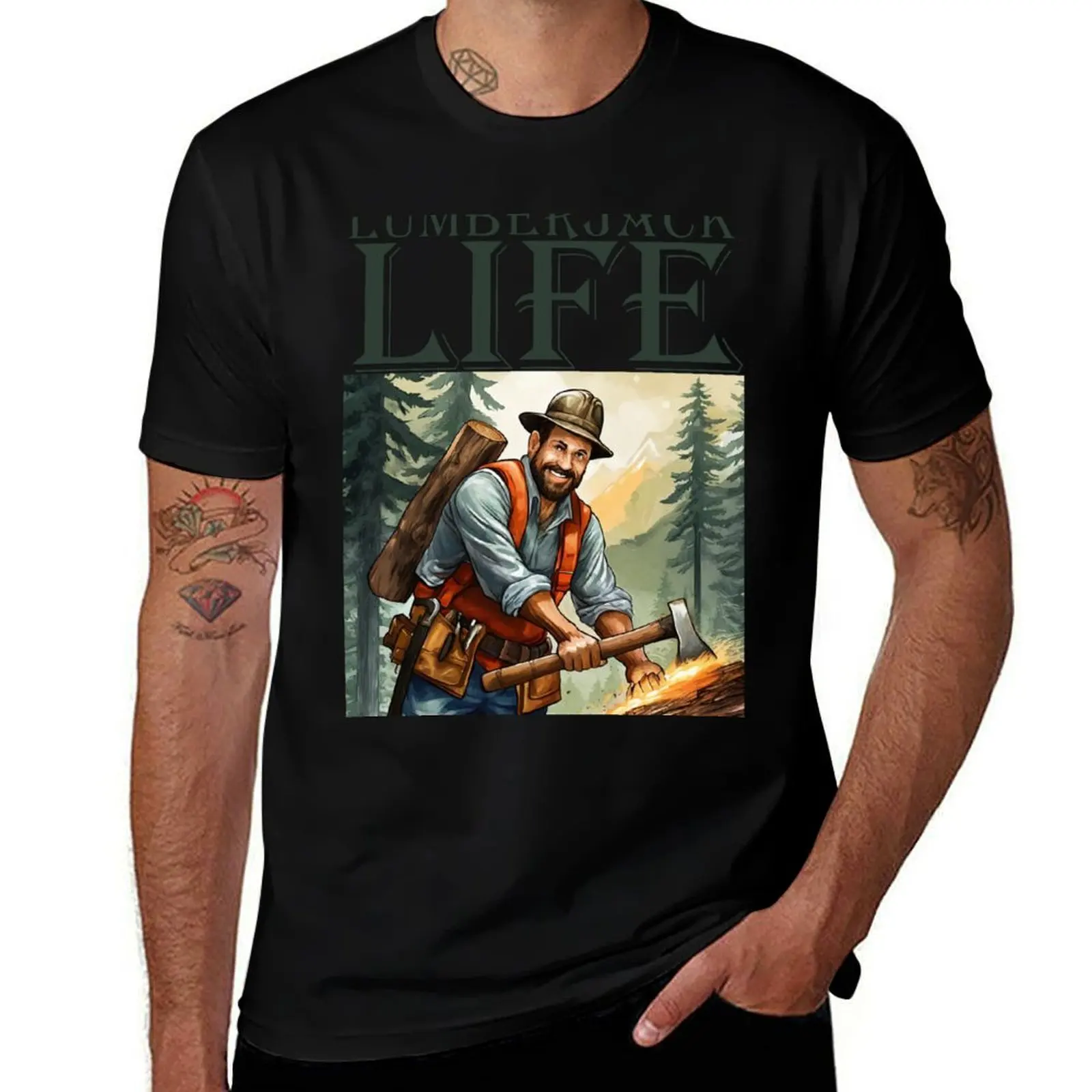 Rustic Lumberjack Life T-Shirt Urban Style Print T-Shirt