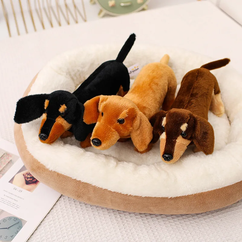 Simulation Dackel Tier Puppe Gefüllte Stehende Hund Welpen Plüsch Spielzeug Braun Schwarz Plushie Männer Geburtstag Geschenk – Detail 8