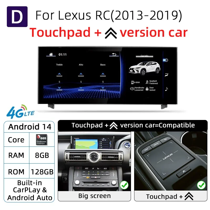 Android 14 Car Radio，Lexus IS RC 200 250 300 350 200t 300h 2013-2019 128GB Multimedia Video Player CarPlay Autoradio 4G