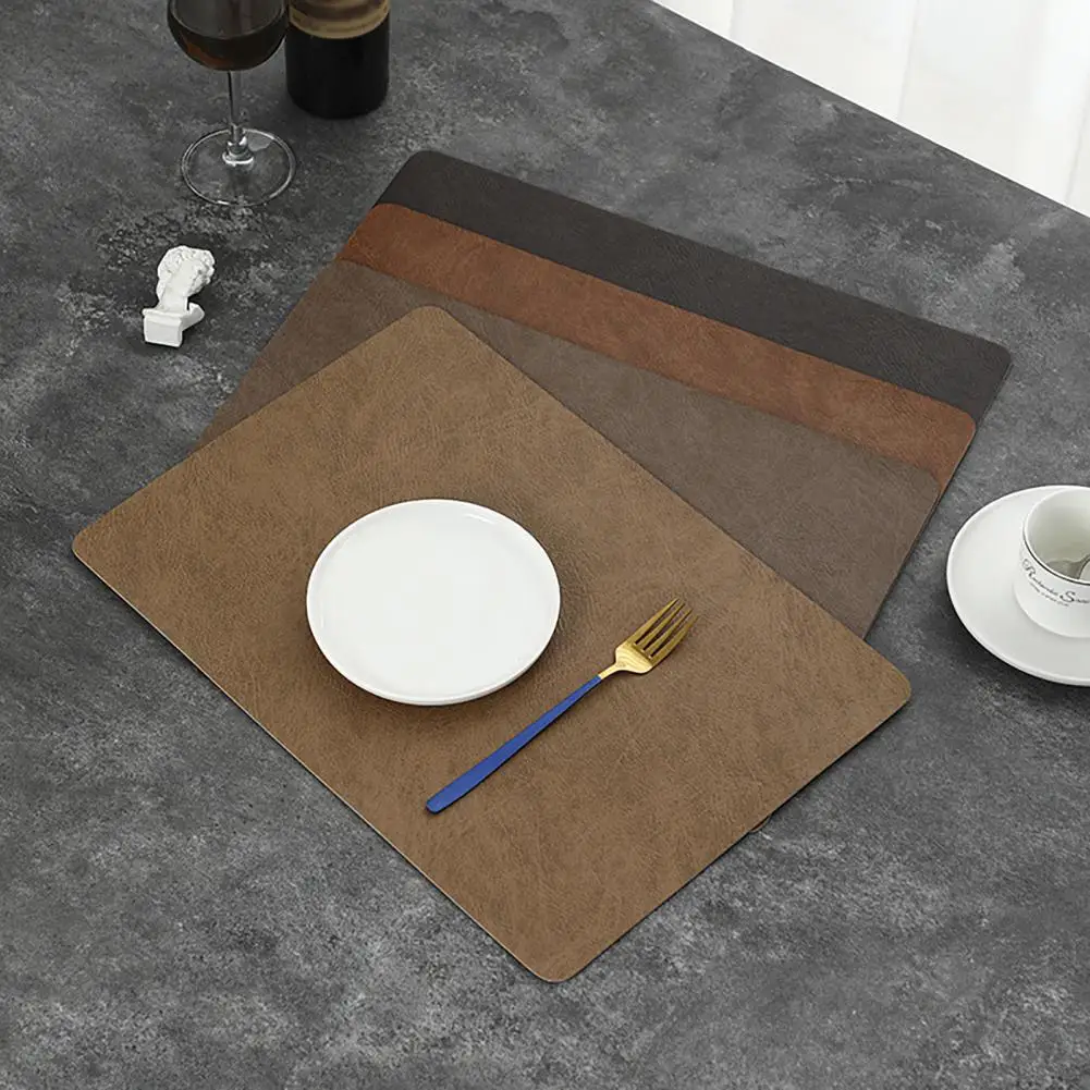 Placemat Faux Leather Soft Touch Easy To Clean Heat-Insulated Plate Bowl Pad Coffee Brown Waterproof Oilproof Table Decoration