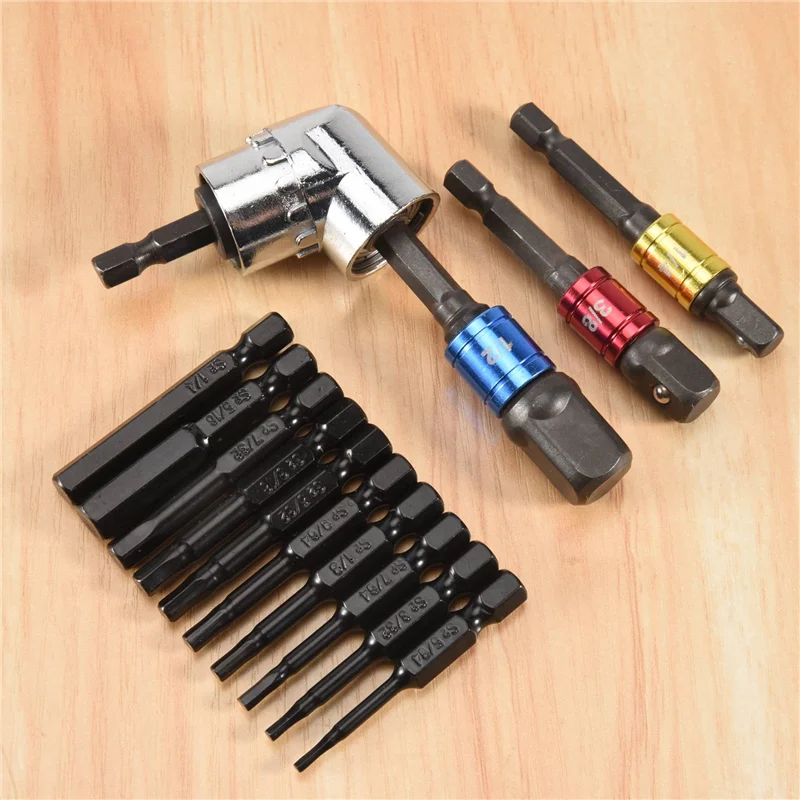 COFA-14PCS Impact Grade Driver Socket Adapter Extension Drill Bit Set,105 Degree Right Angle Screwdriver,Adapter & Drill Bit