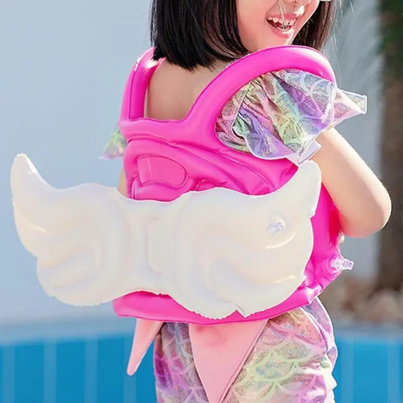 F62d opblaasbare engelenvleugel zwemvlucht Baby Bathtub drijvend vest voor w/ verdikte PVC