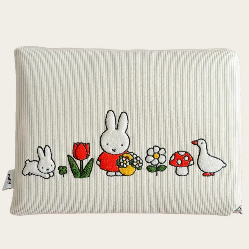 Miffy Kawaii Anime Cartoon Rabbit Computer Bag Cartoon Embroidery Winter Cute Portable Zipper Sponge Computer Protect Liner
