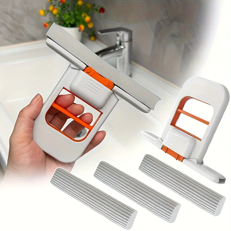 2/8 Peças Mop de Esponja Dobrável Portátil para Limpeza de Mesa, Casa, Banheiro e Cozinha - Ferramentas de Limpeza Mini