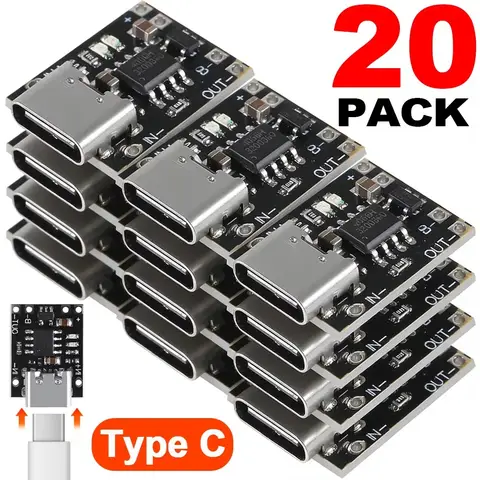 1-20Pcs TP4056 3.7V Lithium Battery Charging Discharging Board With Protection Type-C USB Type C Li-ion Battery Charging Board