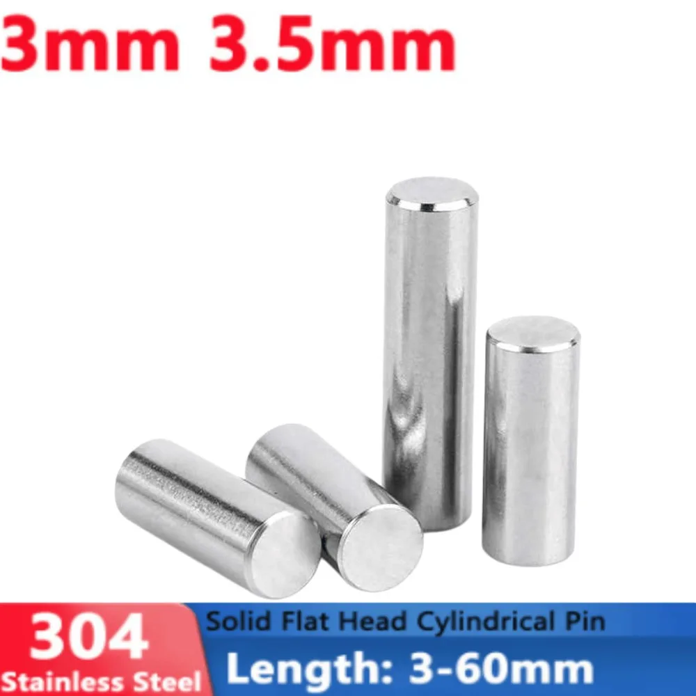 10-50Pcs 304 Stainless Steel Flat Head Dowel Pin 3mm 3.5mm Dia Cylindrical Locating Pin Length 3-60mm Hardware Fastener